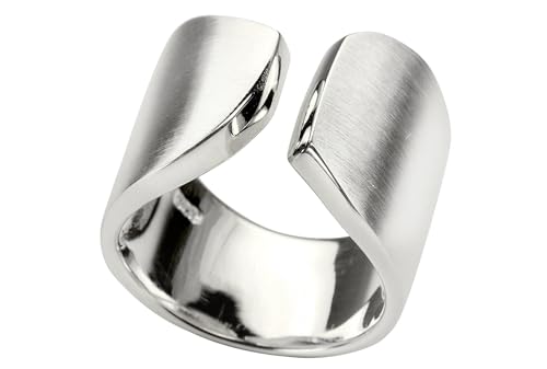 SILBERMOOS Witziger Ring Damenring offen diagonal matt Sterling Silber 925, Größe:62 von SILBERMOOS