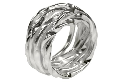 SILBERMOOS XL XXL Ringe in großen Größen Damen Herren Kordel Ring Wickelring gewickelt matt Größe 64, 66, 68, 70 Sterling Silber 925, Größe:64 von SILBERMOOS