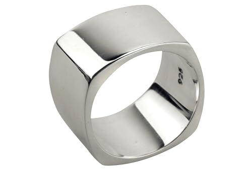 SILBERMOOS XL XXL Ringe in großen Größen Damen Herren Ring Partnerring Bandring Viereck viereckig quadratisch massiv glänzend Sterling Silber 925 Größen 64 66 68 70 72, Größe:64 von SILBERMOOS