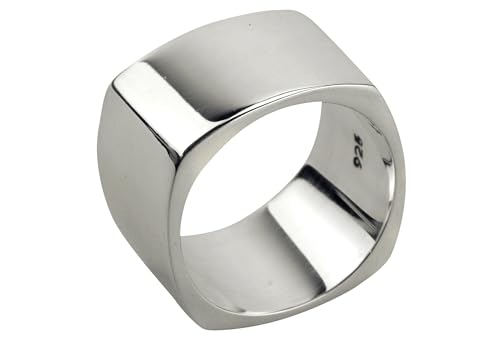 SILBERMOOS XL XXL Ringe in großen Größen Damen Herren Ring Partnerring Bandring Viereck viereckig quadratisch massiv glänzend Sterling Silber 925 Größen 64 66 68 70 72, Größe:70 von SILBERMOOS