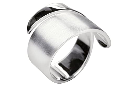 SILBERMOOS XL XXL Ringe in großen Größen Damen Ring offen diagonal Bandring spitz matt glänzend Größe 64, 66, 68, 70 Sterling Silber 925, Größe:66 von SILBERMOOS