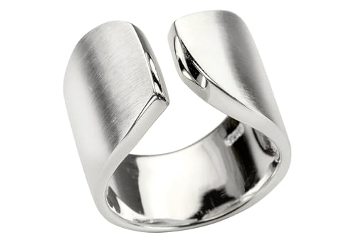 SILBERMOOS XL XXL Ringe in großen Größen Witziger Ring Damenring offen diagonal matt Größe 64, 66, 68, 70 Sterling Silber 925, Größe:66 von SILBERMOOS