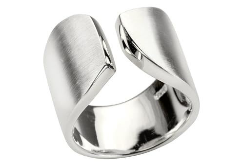 SILBERMOOS XL XXL Ringe in großen Größen Witziger Ring Damenring offen diagonal matt Größe 64, 66, 68, 70 Sterling Silber 925, Größe:64 von SILBERMOOS
