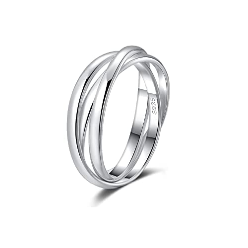 SILBERTALE 3er Ringe Wickelring Silber 925 Damenring 3 In 1 Anxiety Relief Fidget Drehbarer Ring Dreiteilige Ineinander Verwoben Ringe In Einem Daumenring Zappelringe für Männer und Frauen Size 58 von SILBERTALE