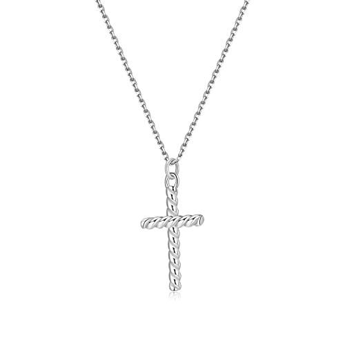 SILBERTALE 925 Sterling Silber Zierliche Kruzifix Halskette für Frauen Minimalistische Kreuz Anhänger Schlüsselbein Halskette 15,75-17,72 Zoll von SILBERTALE