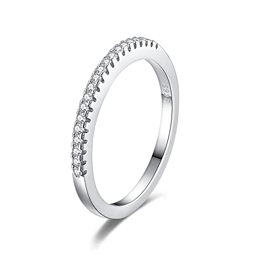 SILBERTALE Eternity Ring Silber 925 Cubic Zirkonia Schmal 1.5mm Halb Ewigkeitsringe Engagement Ring Verlobungsringe Promise Memoire Fingerringe Vorsteckring Damenringe Größe 41-63 von SILBERTALE