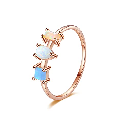 Opal Rings 925 Sterling Silver Cute 1MM Thin Rose Gold lab Created Birthstone Stackable thumb Finger Statement Rings for Women Size 54 Opal Rings 925 Sterling Silver Cute 1MM Thin Rose Gold lab Created Birthstone Stackable thumb Finger Statement Rings for Women Size 54 von SILBERTALE