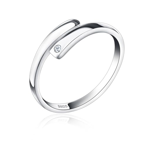 SILBERTALE 925 Sterling Silber Silberringe Einfacher Verstellbare Ringe Polierte Glänzend Elegant Ring Simpel Damenring Größe 57 von SILBERTALE