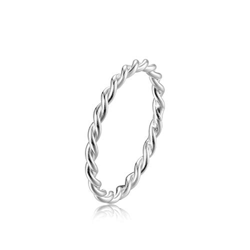 SILBERTALE 925 Silber Ringe Geflochten Ring Damen Silberschmuck Minimalistisch Kordelring Vorsteckring Dünn Stapelring Ewigkeit Geflochten Twisted Knoten Knuckle Band Ring Frauen Schmuck von SILBERTALE