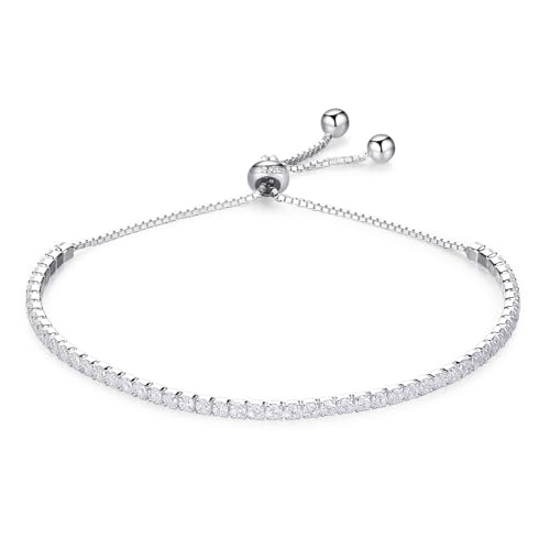 SILBERTALE 925 Sterling Silber Cubic Zirkonia Armband Einstellbare Tennis Armbänder für Frauen von SILBERTALE