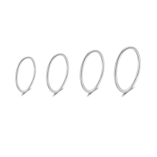 SILBERTALE 925 Sterling Silber Ringe Set 4PCS für Frauen Minimalistische dünne Knöchel Stacking Ringe Midi Pinky Ring Größe 52-58 von SILBERTALE