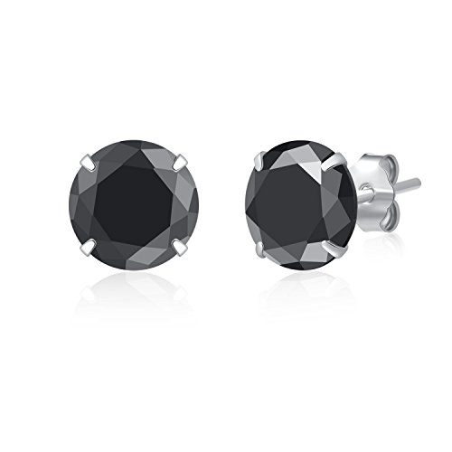 SILBERTALE 925 Sterling Silber Schwarz Cubic Zirkonia 3mm-8mm CZ Ohrstecker Männer Frauen von SILBERTALE