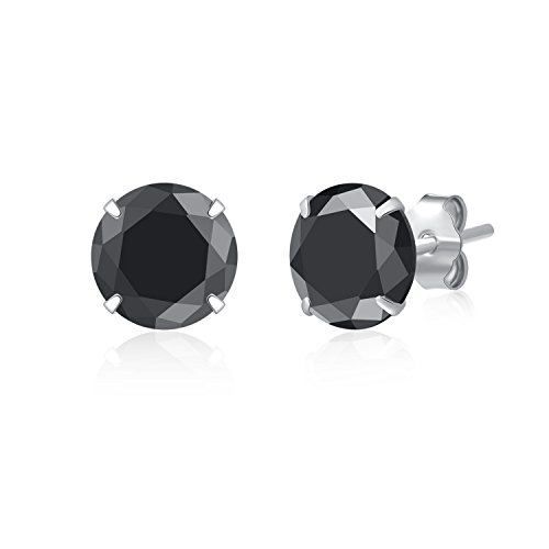 SILBERTALE 925 Sterling Silber Schwarz Cubic Zirkonia 3mm-8mm CZ Ohrstecker Männer Frauen von SILBERTALE