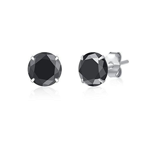 SILBERTALE 925 Sterling Silber Schwarz Cubic Zirkonia 3mm-8mm CZ Ohrstecker Männer Frauen von SILBERTALE