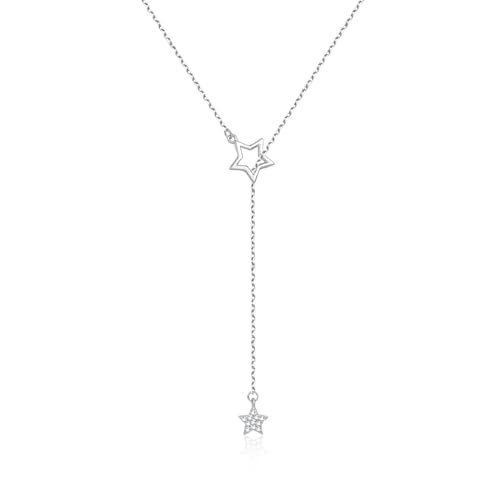 SILBERTALE 925 Sterling Silber Y Halskette Stern Verstellbare Y Kette Modeschmuck für Frauen Damen 45cm von SILBERTALE