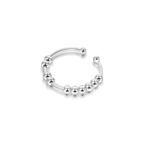 SILBERTALE 925 Sterling Silber Spinner Ring Angst Anxiety Anti Stress Ringe 10 Rotierende Beads Dekompressionsring Verstellbar Ring Größe 55 bis 60 SILBERTALE 925 Sterling Silber Spinner Ring Angst Anxiety Anti Stress Ringe 10 Rotierende Beads Dekompressionsring Verstellbar Ring Größe 55 bis 60 von SILBERTALE