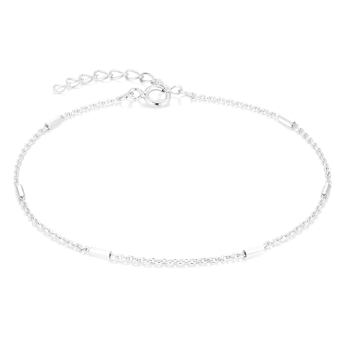 SILBERTALE Damen Armband 925 Sterling Silber Verstellbare Armkette 17+3 cm Ankerkette Armschmuck von SILBERTALE