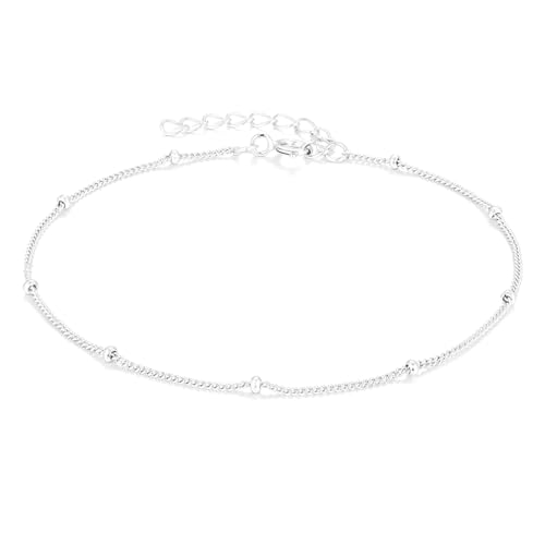 SILBERTALE Damen Armband 925 Sterling Silber Verstellbare Armkette 17+3 cm KugelKette Armschmuck von SILBERTALE