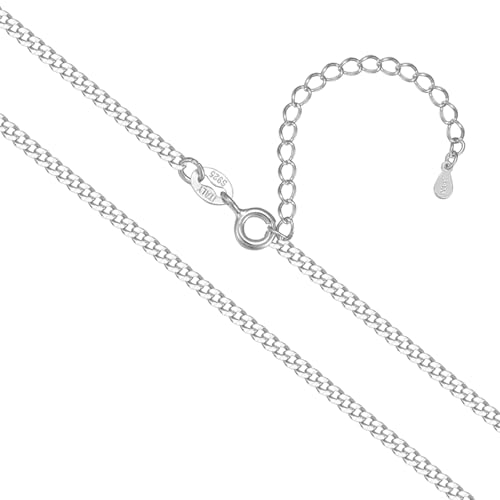 SILBERTALE 925 Sterlingsilber Dünn Halskette 2mm breit Panzerkette Silber/Gold Verstellbare Silberkette Länge 40-60 cm von SILBERTALE