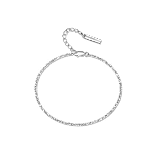 SILBERTALE Dünn Ketten Armbänder für Damen 925 Sterling Silber Einfaches Armbänder für Frauen 16+3CM von SILBERTALE