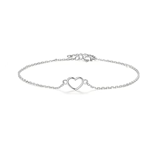 SILBERTALE Ketten Herz Armbänder Damen 925 Sterling Silber Goldene Einfaches Loveful Armbänder für Frauen von SILBERTALE