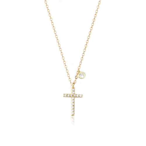 SILBERTALE 925 Sterling Silber Kreuz Anhänger Halskette Cubic Zirkonia Kreuz Kette Schlüsselbein Halskette Verstellbar Zierlicher Schmuck für Frauen von SILBERTALE