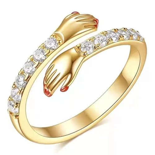 SILBERTALE Umarmungsring Damen 925 Sterling Silber – Verstellbarer Daumenring Freundschaftsringe – Offener Ring Größe 54 von SILBERTALE