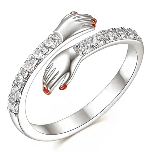 SILBERTALE Umarmungsring Damen 925 Sterling Silber – Verstellbarer Daumenring Freundschaftsringe – Offener Ring Größe 54 SILBERTALE Umarmungsring Damen 925 Sterling Silber – Verstellbarer Daumenring Freundschaftsringe – Offener Ring Größe 54 von SILBERTALE