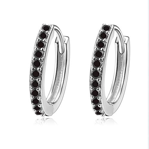 SILBERTALE Ohrringe Sterling Silber 925 Schwarz Zirkonia Kreis Mini Ohrring Süße CZ knorpel Ohrringe Damen Schmuck 11mm von SILBERTALE