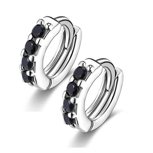 SILBERTALE Ohrringe Sterling Silber 925 Schwarz Zirkonia Kreis Mini Ohrring Süße CZ knorpel Ohrringe Damen Schmuck 5mm von SILBERTALE