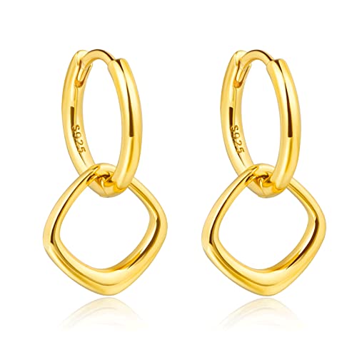 SILBERTALE Oval Hoop Ohrringe 925 Sterling Silber Gold Double Circle Hoop Ohrringe für Frauen Geometrische U-förmige Doppel Creolen von SILBERTALE