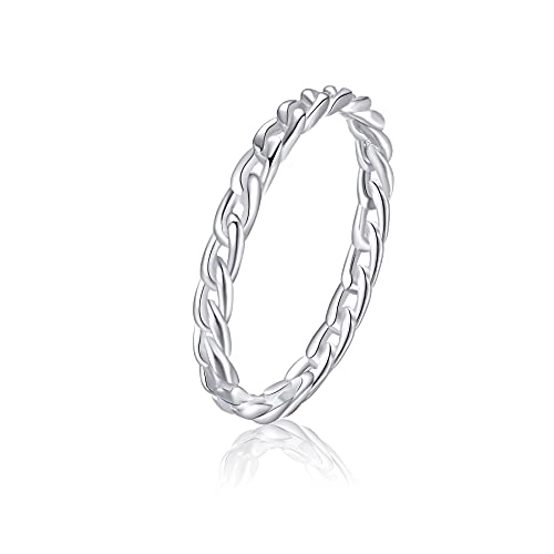 SILBERTALE Ring Silber 925 Silber Ring Damen Knuckle Geflochten Twisted Knoten Pinky Ring Frauen Ewigkeit Schmuck Größe 47 von SILBERTALE