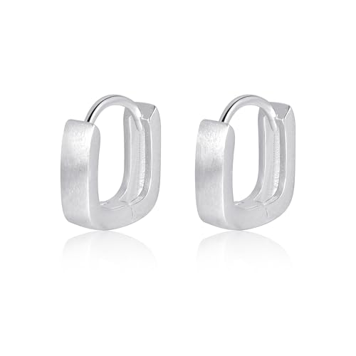 SILBERTALE S925 Sterling Silber Matt Huggie Creolen Hypoallergen Minimalistisches Design Bequem für den Alltag von SILBERTALE
