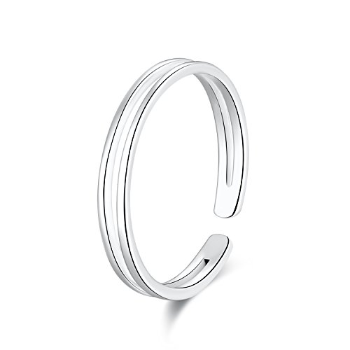 Zehenring Sterling Silber 925 Damen Einfache Offene Fußring Dünne Band Toe Ring Verstellbar Zehring für Frauen Mädchen Fußschmuck von SILBERTALE