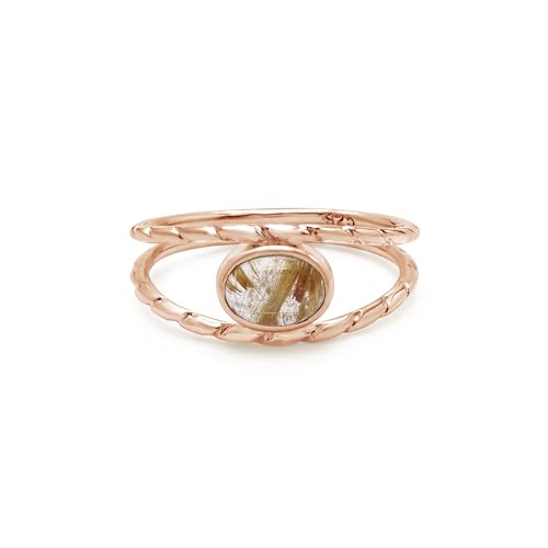 Goldener Rutilring aus 925er Sterlingsilber – ovaler 5 x 7 mm Cabochon-Edelstein – Roségold vergoldet – handgefertigter Damenring – natürlicher eleganter Schmuck – Geschenk bereit – 2,3 g – SZ- 10, 62 Goldener Rutilring aus 925er Sterlingsilber – ovaler 5 x 7 mm Cabochon-Edelstein – Roségold vergoldet – handgefertigter Damenring – natürlicher eleganter Schmuck – Geschenk bereit – 2,3 g – SZ- 10, 62 von SILCASA