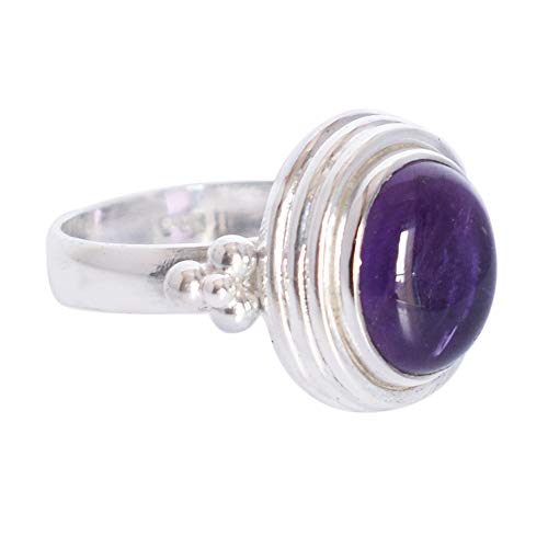 Lila Amethyst Februar Geburtsstein Elegantes Design 925 Sterling Silber Ehering 51 (16,2) von SILCASA