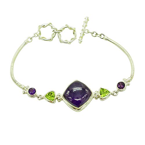 SILCASA Amethyst, Periodt Naturedelstein 925 Sterling Silber Kettenarmband von SILCASA