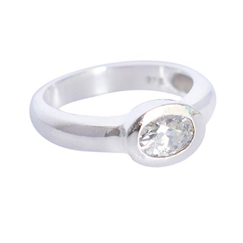SILCASA Einzelstein-Kristallquarz, leichtes Design, 925er-Sterlingsilber, wunderschöner Ring 49 (15,6) von SILCASA
