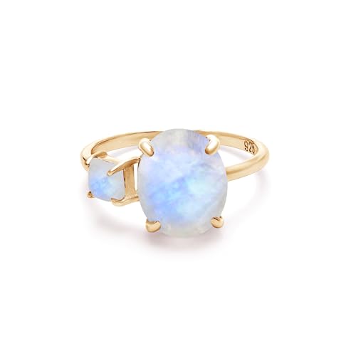 SILCASA Einzigartiger Mondstein-Ring – ovales Herzstück mit quadratischen Akzenten aus vergoldetem Silber – Designer-Edelsteinschmuck 10 SILCASA Einzigartiger Mondstein-Ring – ovales Herzstück mit quadratischen Akzenten aus vergoldetem Silber – Designer-Edelsteinschmuck 10 von SILCASA