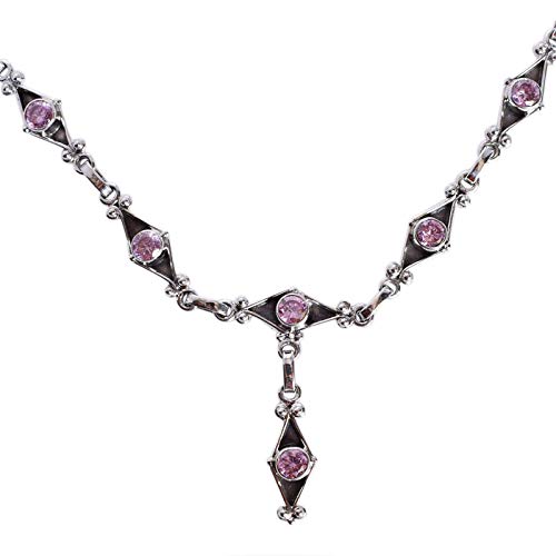 SILCASA Halskette mit rosa Quarz-Edelsteinen für Frauen, handgefertigter individueller Schmuck, Party-Geschenk für Sie, 55,9 cm von SILCASA