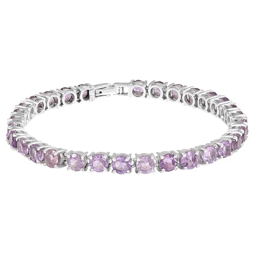 SILCASA Kettenarmband aus 925er-Sterlingsilber mit natürlichem Amethyst-Edelstein von SILCASA