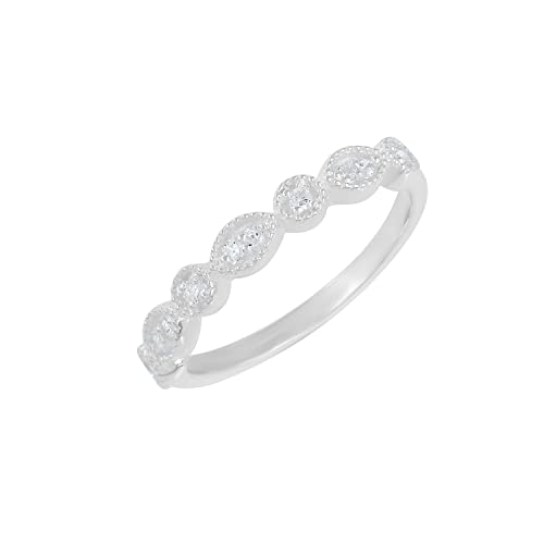 SILCASA Kristallquarz-Verlobungsringe, 925er-Sterlingsilber-Ringe, versprechende Eheringe für Frauen, M 1/2, 53 (16.9) von SILCASA