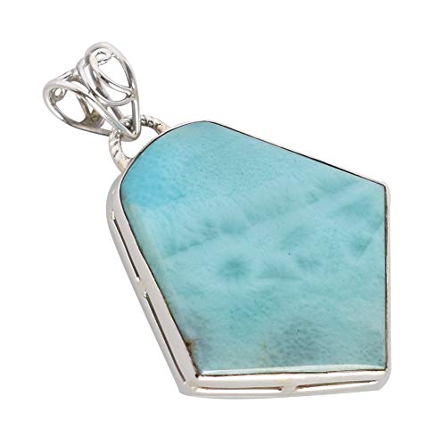 SILCASA Larimar Fancy Handmade Anhänger 925 Silber Schmuck Halskette für Wicca Hexerei Reiki Heilung von SILCASA