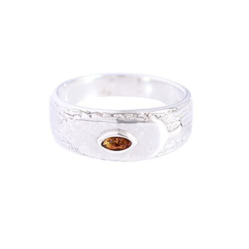 SILCASA Natürlicher Citrin-Edelsteinring aus 925er-Sterlingsilber für Damen 4 x 2 mm Marquise-sgeschenk 51 (16.2) von SILCASA