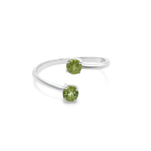 SILCASA Peridot August Duo Birthstone Ring, Two Stone Toi et Moi Adjustable Ring - Custom Birthstone Jewelry, Gift for Her L 1/2, L 1/2, Edelstein, Peridot von SILCASA