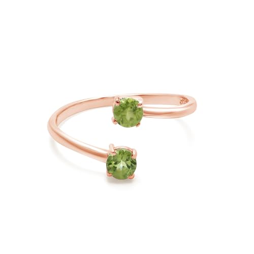 SILCASA Peridot August Duo Birthstone Ring, Two Stone Toi et Moi Adjustable Ring - Custom Birthstone Jewelry, Gift for Her R 1/2, R 1/2, Edelstein, Peridot von SILCASA