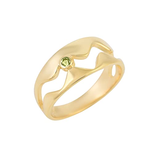 Peridot-Ring aus 925er-Sterlingsilber mit Gelbvergoldung und Edelsteinen für Sie, 65 (20,7) von SILCASA