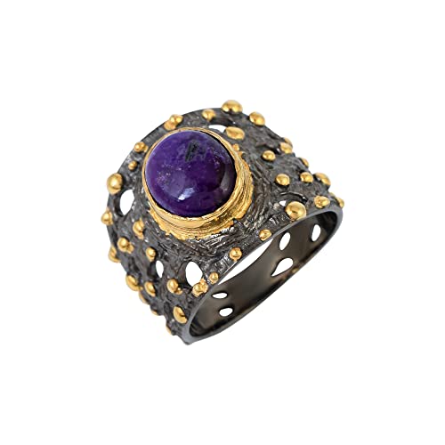 SILCASA Sugilite Statement-Ring aus 925er-Sterlingsilber, natürlicher Edelstein, Geschenk, 59 (18,8) von SILCASA