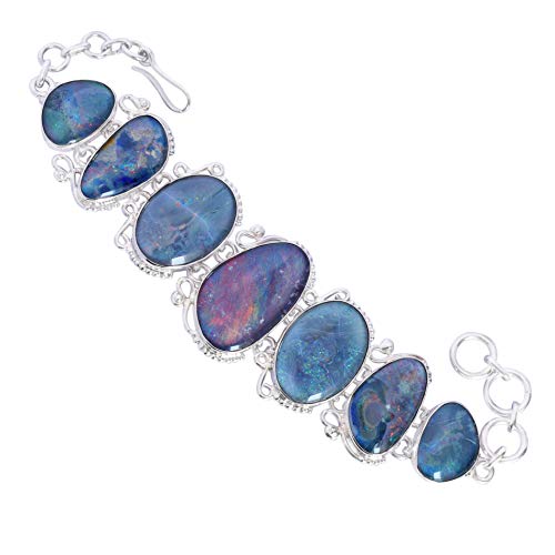 SILCASA Triplet Feueropal 925 Sterling Silber Edelstein Kettenarmband Modeschmuck für Frauen von SILCASA