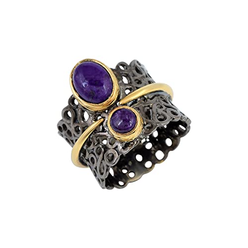 Sugilite Naturedelstein 925 Sterling Silber Brautring Damen Schmuck Geschenk 68 (21,6) von SILCASA